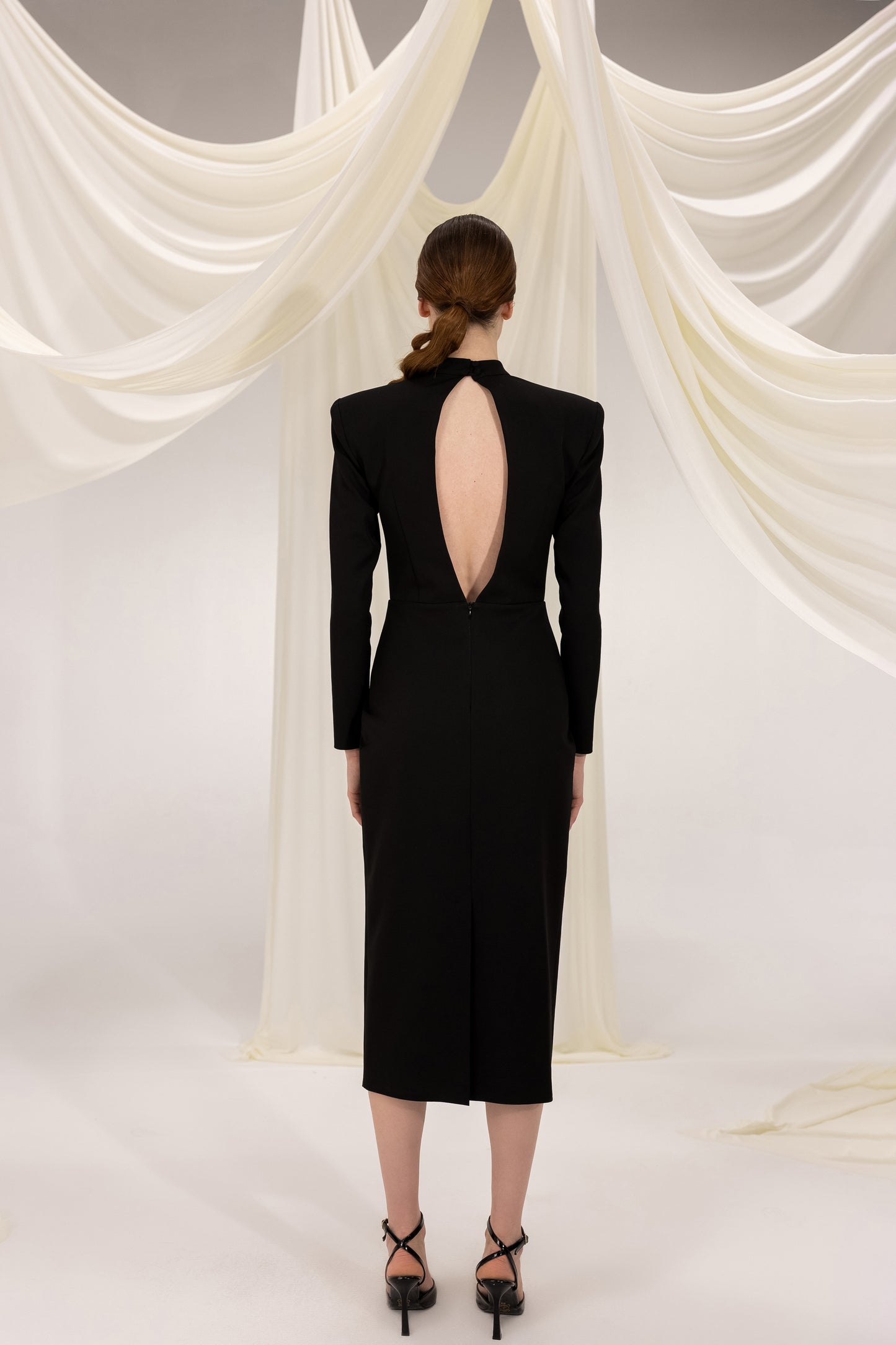 URSULA BLACK MIDI DRESS