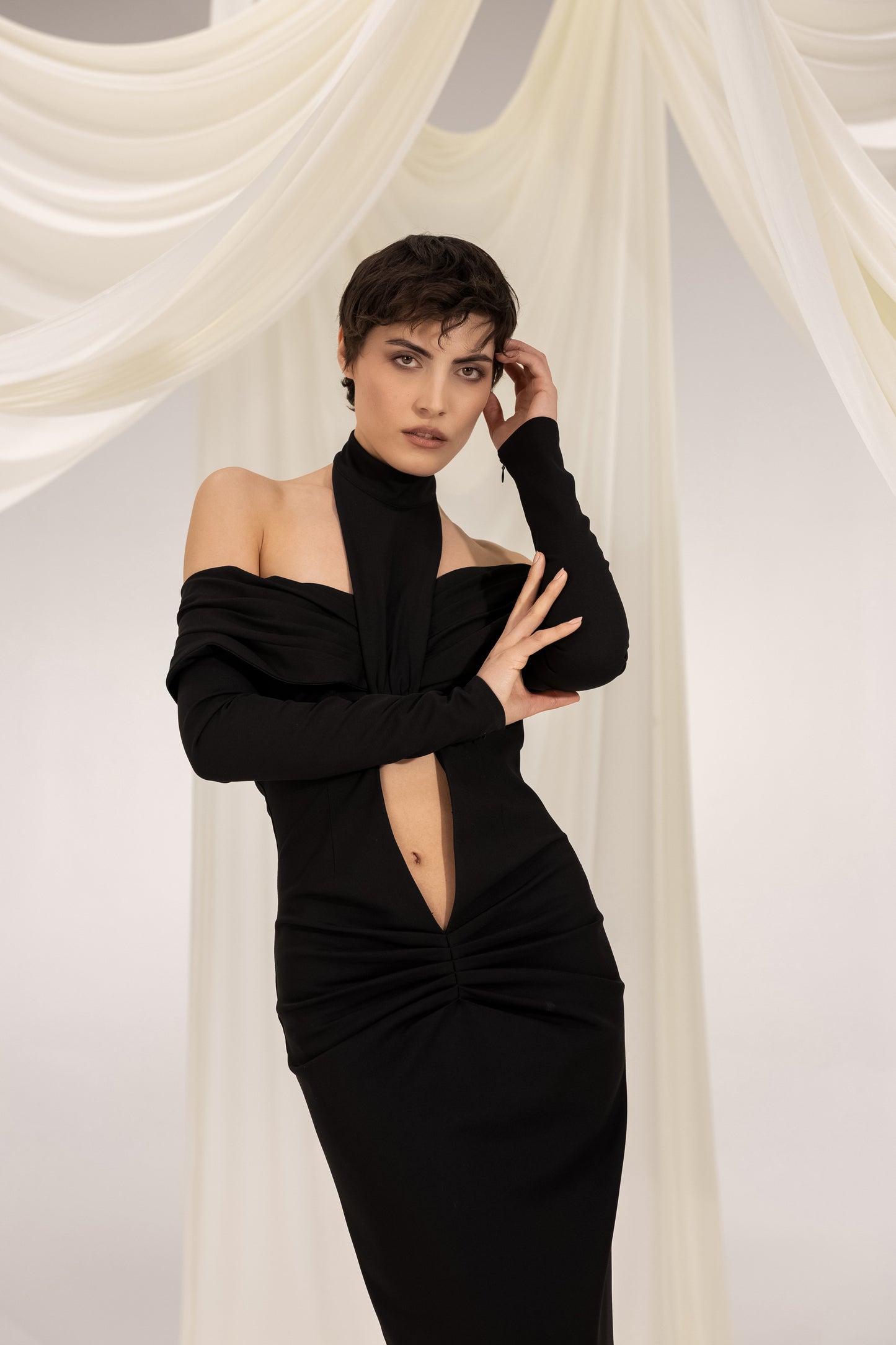 LUCA BLACK MIDI DRESS