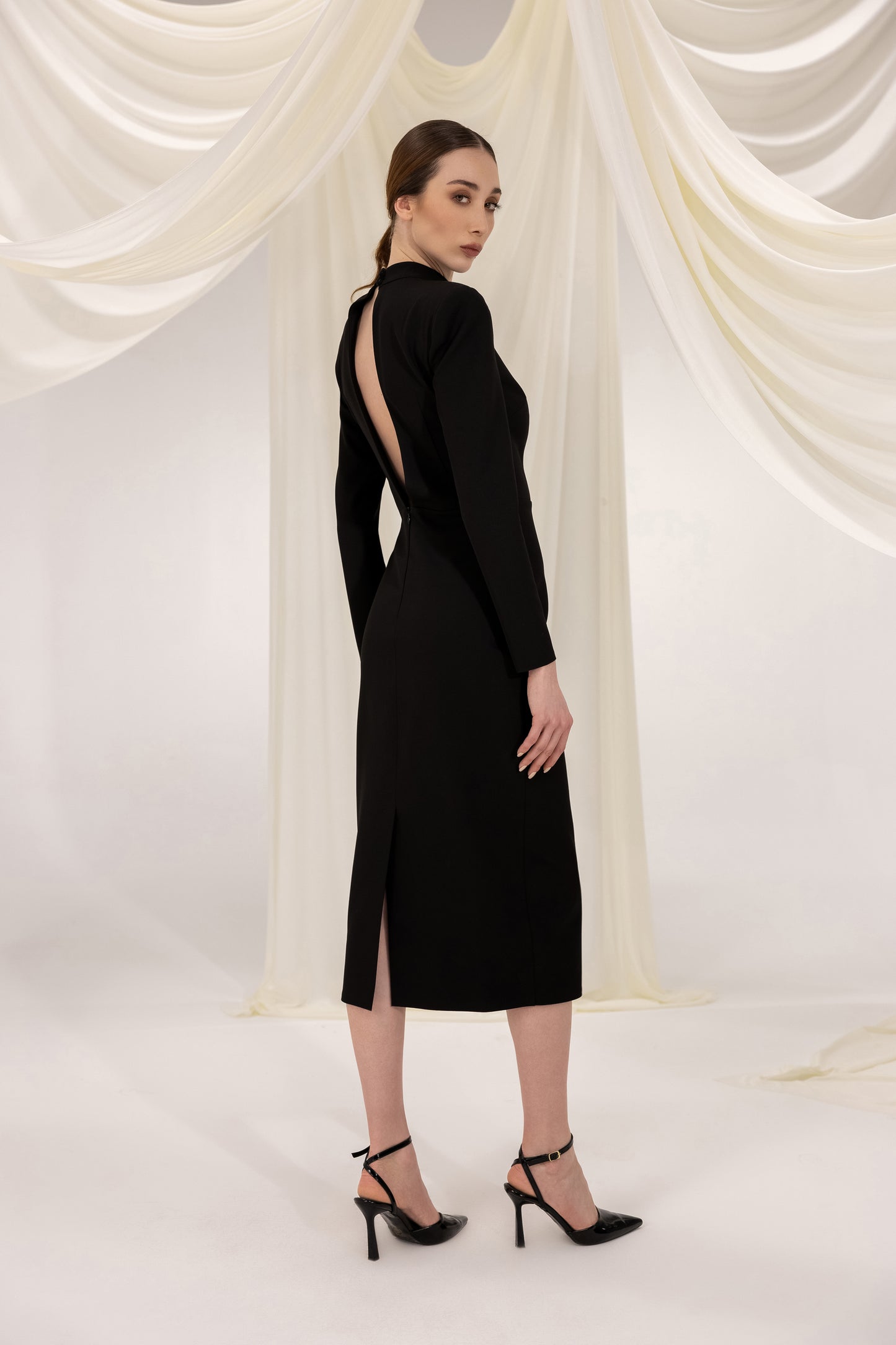 URSULA BLACK MIDI DRESS
