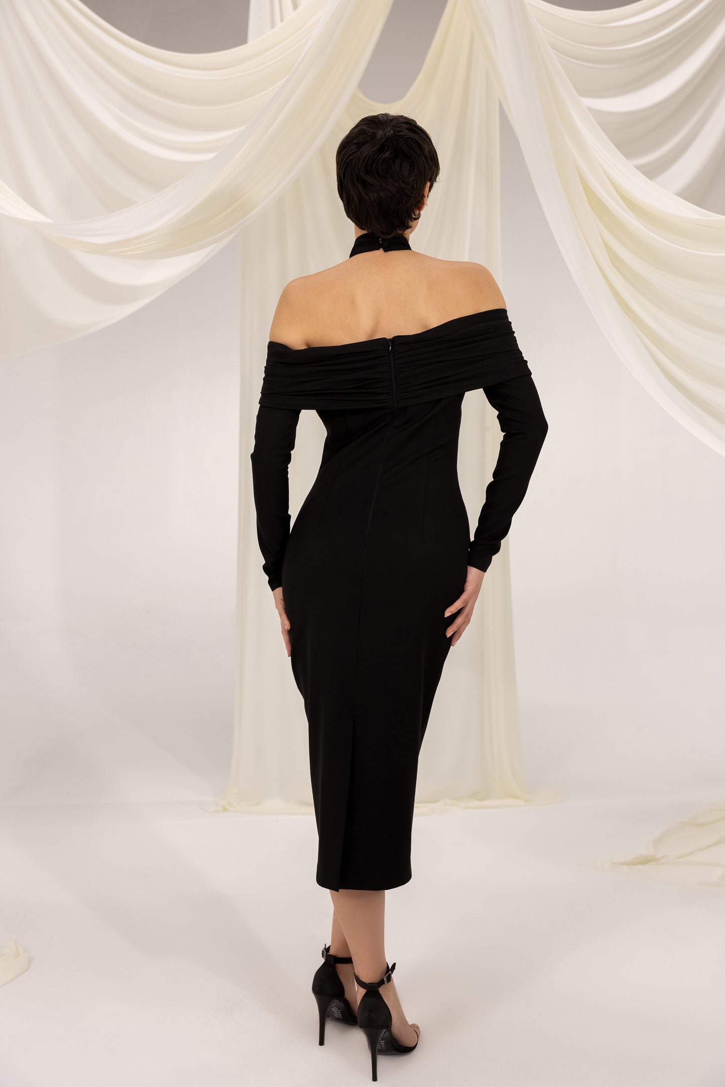 LUCA BLACK MIDI DRESS