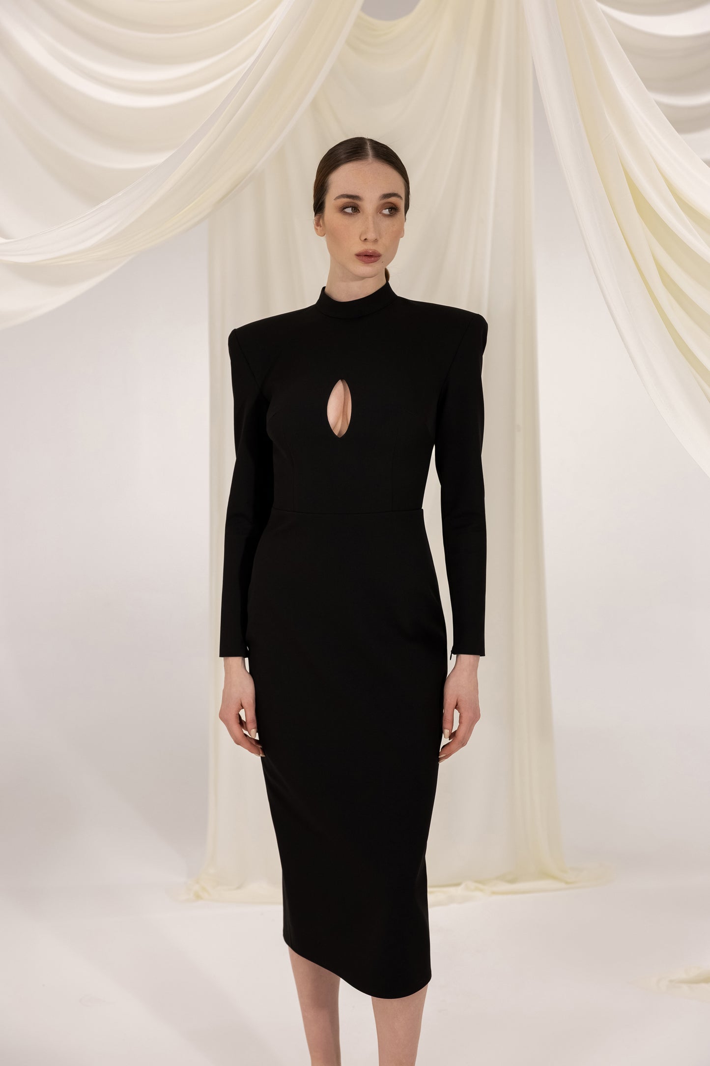 URSULA BLACK MIDI DRESS