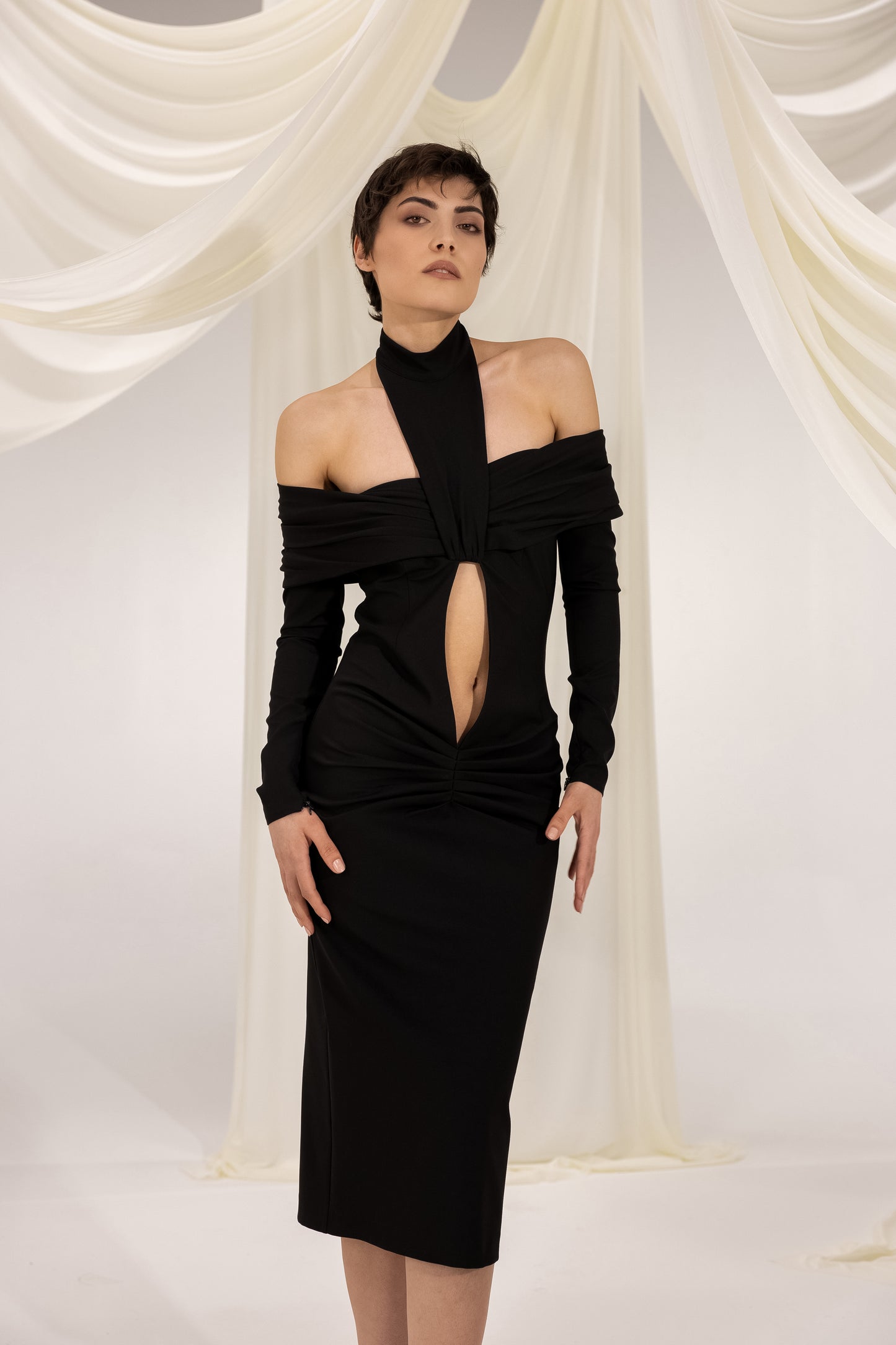 LUCA BLACK MIDI DRESS