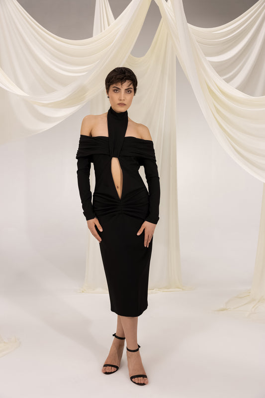LUCA BLACK MIDI DRESS