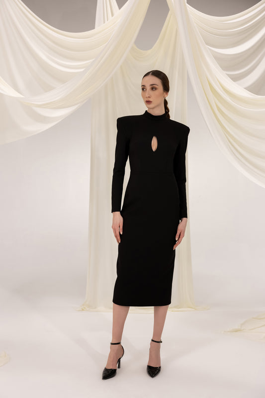 URSULA BLACK MIDI DRESS