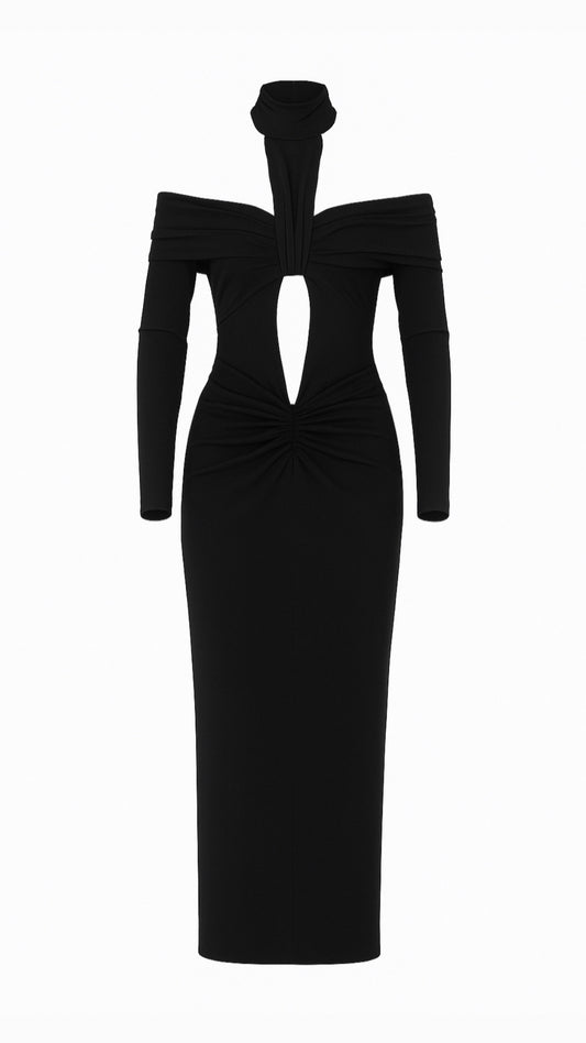 LUCA BLACK MIDI DRESS